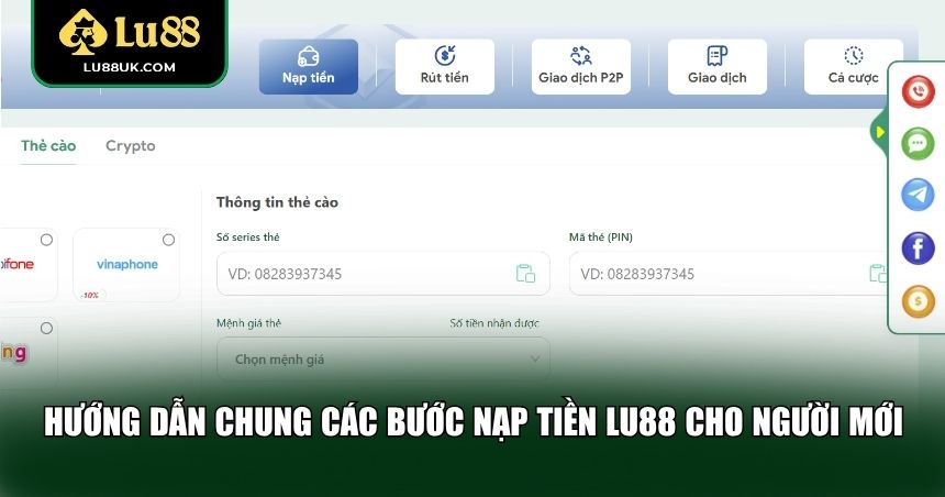 Hướng dẫn chung các bước nạp tiền LU88 cho người mới