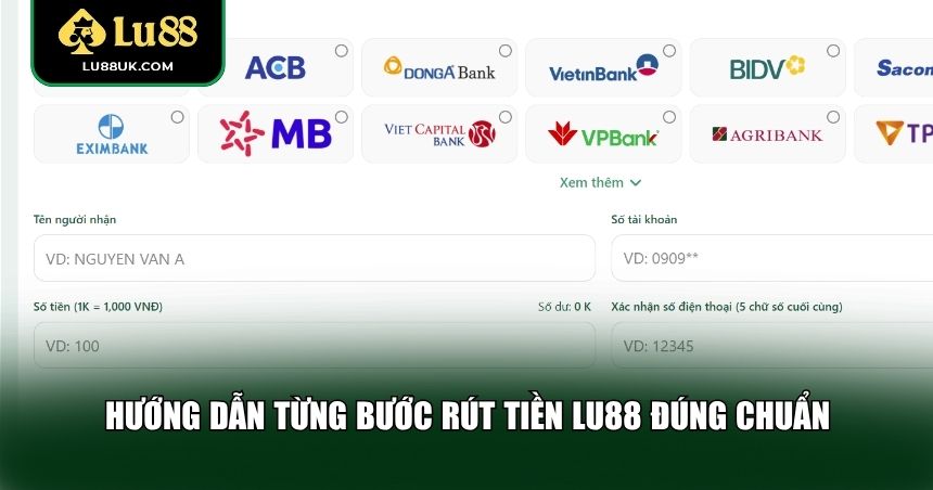 Hướng dẫn từng bước rút tiền LU88 đúng chuẩn
